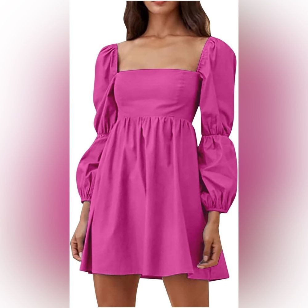 NWT All About May Barbie pink bow back square neck dress size 10